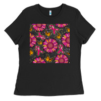 Black breast cancer sunflower seamless pattern Ladies Tee - BundleAndBundleShop