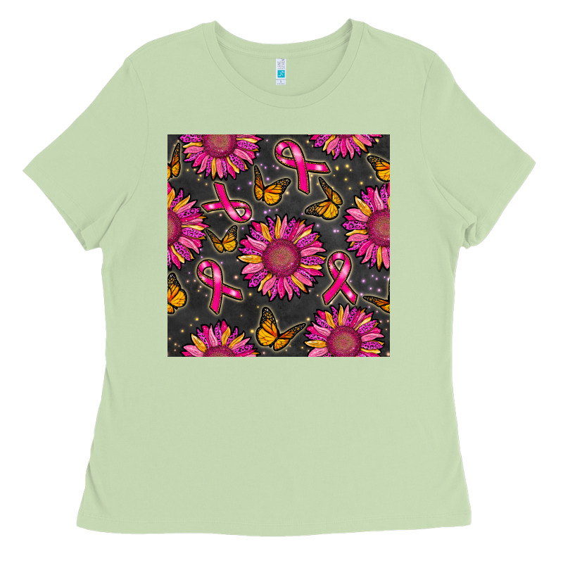 Breast Cancer Sunflower Seamless Pattern Ladies Tee by BundleAndBundleShop | Teevron