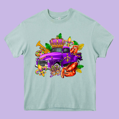 Mardi Gras Truck Olivia Heavy Core Tee Designed By Oliviacreatesart