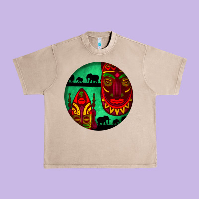 African Masks Round Earrings 3 Urban Heavy Tee Designed By Bundleandbundleshop