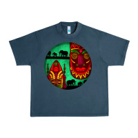 Midnight Navy african masks round earrings 3 Urban Heavy Tee - BundleAndBundleShop