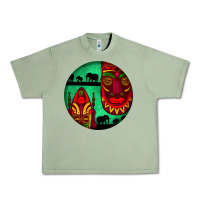 Oil Green african masks round earrings 3 Urban Heavy Tee - BundleAndBundleShop