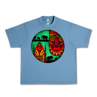 Pebble Blue african masks round earrings 3 Urban Heavy Tee - BundleAndBundleShop