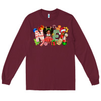 Burgundy Noel Afro Girl Baby Long Sleeve Tee - CowhideDigitalArt