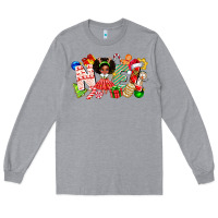 Heather Grey Noel Afro Girl Baby Long Sleeve Tee - CowhideDigitalArt