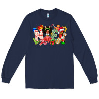 Navy Noel Afro Girl Baby Long Sleeve Tee - CowhideDigitalArt