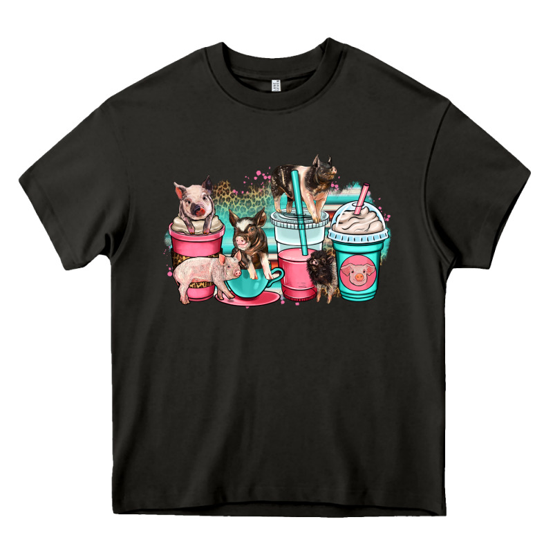 Pig Coffee Cups Heavy Core Tee by OliviaCreatesArt | Teevron