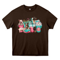 Chocolate Brown pig coffee cups Heavy Core Tee - OliviaCreatesArt
