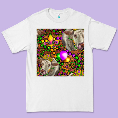 Mardi Gras Cow Leopard Seamless Pattern Premium Tee Designed By Fadigitalartstudio
