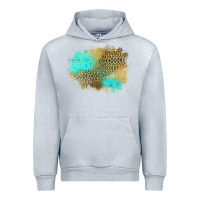 Heather Grey turquoise leopard patch Urban Hoodie - Jasminsmagicworld