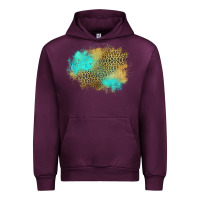 Mauve Wine turquoise leopard patch Urban Hoodie - Jasminsmagicworld