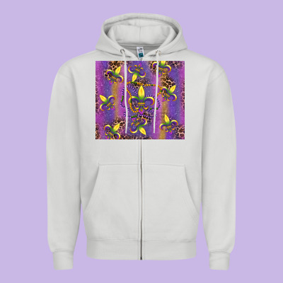 Mardi Gras Fleur De Lis Zipper Hoodie Designed By Ranaportraitstore