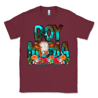 Burgundy Boy Mama Flowers Cow Classic Tee - CowCowDesign