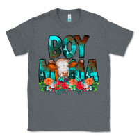 Charcoal Heather Boy Mama Flowers Cow Classic Tee - CowCowDesign