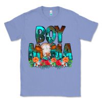 Colony Blue Boy Mama Flowers Cow Classic Tee - CowCowDesign