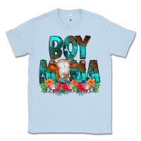 Dusty Blue Boy Mama Flowers Cow Classic Tee - CowCowDesign
