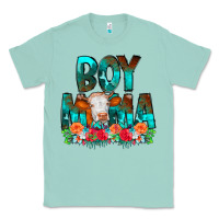Seafoam Boy Mama Flowers Cow Classic Tee - CowCowDesign