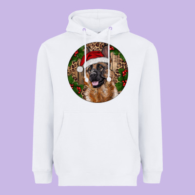 German Shepherd Christmas Heavyweight Hoodie Designed By Ranaportraitstore