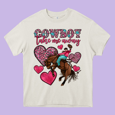 Cowboy Take Me Away Heavy Core Tee Designed By Oliviacreatesart