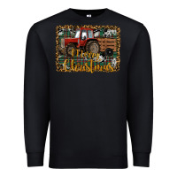 Black Merry Christmas Farm Tractor Premium Sweatshirt - RanaPortraitStore