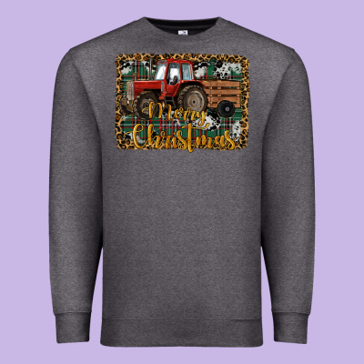 Merry Christmas Farm Tractor Premium Sweatshirt Designed By Ranaportraitstore