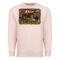 Pale Pink Merry Christmas Farm Tractor Premium Sweatshirt - RanaPortraitStore