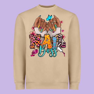 Afro Woman Nail Boss Heavyweight Sweatshirt Designed By Ranaportraitstore