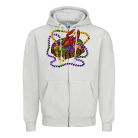 Dove Grey mardi gras craw fish king cake with leopard Zipper Hoodie - RanaPortraitStore