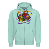 Seafoam mardi gras craw fish king cake with leopard Zipper Hoodie - RanaPortraitStore