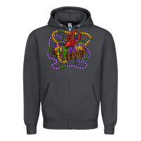 Smoke mardi gras craw fish king cake with leopard Zipper Hoodie - RanaPortraitStore