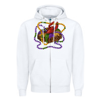 White mardi gras craw fish king cake with leopard Zipper Hoodie - RanaPortraitStore