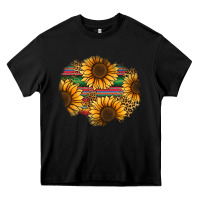 Black sunflower leopard serape patch Heavy Core Tee - Jasminsmagicworld