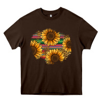 Chocolate Brown sunflower leopard serape patch Heavy Core Tee - Jasminsmagicworld