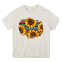 Cream sunflower leopard serape patch Heavy Core Tee - Jasminsmagicworld