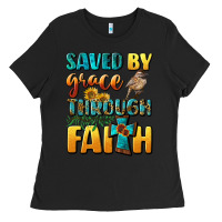 Black saved by grace through faith Ladies Tee - BundleAndBundleShop