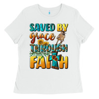 White saved by grace through faith Ladies Tee - BundleAndBundleShop