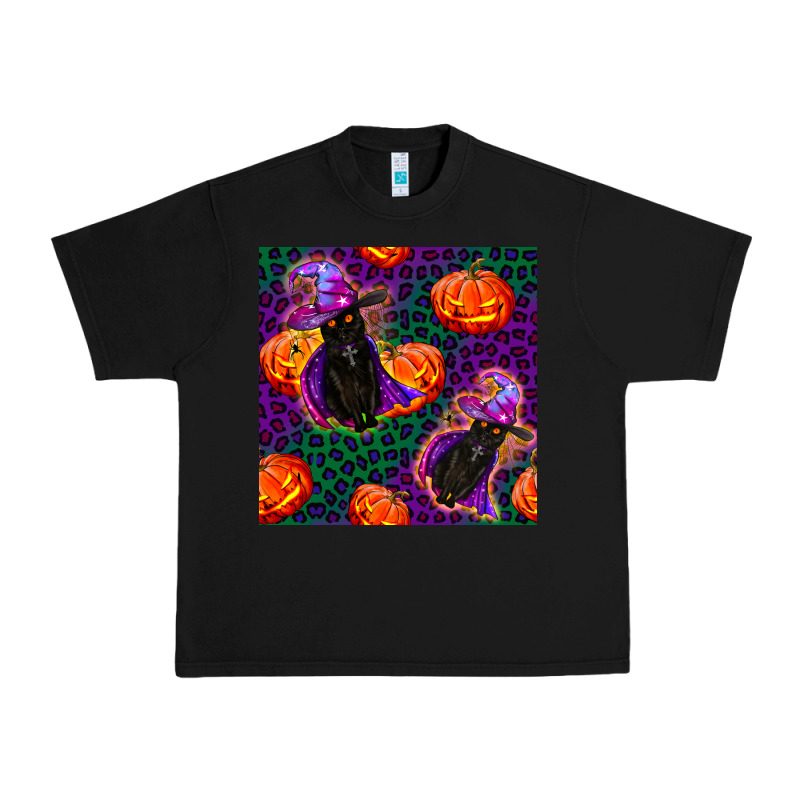 Witchy Cat And Pumpkins Seamless Paternal Urban Heavy Tee by BundleAndBundleShop | Teevron