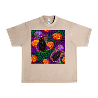 French Oak witchy cat and pumpkins seamless paternal Urban Heavy Tee - BundleAndBundleShop