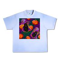 Grape Ice witchy cat and pumpkins seamless paternal Urban Heavy Tee - BundleAndBundleShop