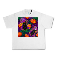 Lunar Rock witchy cat and pumpkins seamless paternal Urban Heavy Tee - BundleAndBundleShop