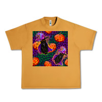 Peanut Butter witchy cat and pumpkins seamless paternal Urban Heavy Tee - BundleAndBundleShop
