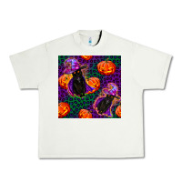 Pistachio witchy cat and pumpkins seamless paternal Urban Heavy Tee - BundleAndBundleShop