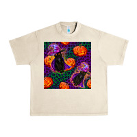 Sandshell witchy cat and pumpkins seamless paternal Urban Heavy Tee - BundleAndBundleShop