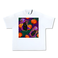 White witchy cat and pumpkins seamless paternal Urban Heavy Tee - BundleAndBundleShop