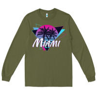 Army Green miami beach souvenir vintage 80s Long Sleeve Tee - linhVisuals