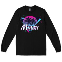 Black miami beach souvenir vintage 80s Long Sleeve Tee - linhVisuals