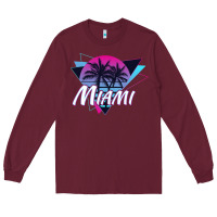 Burgundy miami beach souvenir vintage 80s Long Sleeve Tee - linhVisuals