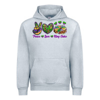 Heather Grey peace love mardi gras king cake Urban Hoodie - RanaPortraitStore