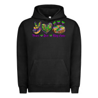 Pigment Black peace love mardi gras king cake Urban Hoodie - RanaPortraitStore