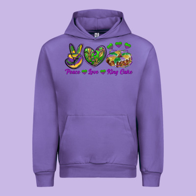 Peace Love Mardi Gras King Cake Urban Hoodie Designed By Ranaportraitstore